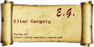 Elter Gergely névjegykártya